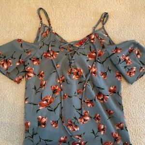 Cold shoulder short sleeve blouse